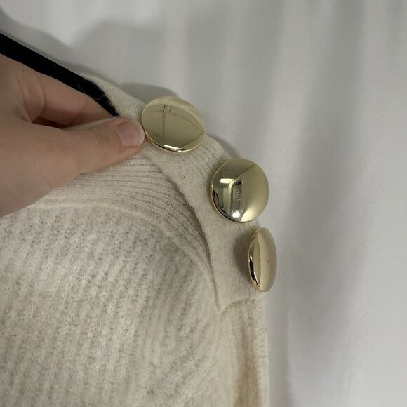 Antonio Melani Wool Alpaca Sweater Women's XS Off White Button Long Sleeve - Picture 4 of 11